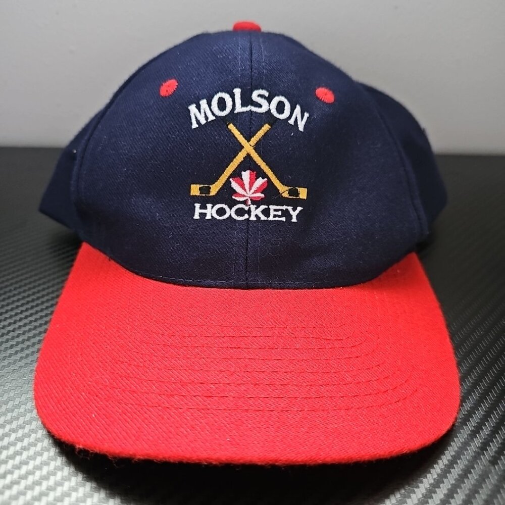 KC Hats Molson Hockey Embroidered Blue/Red Adjustable Hat
